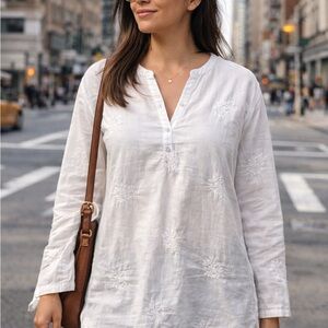 Cost Plus World Market White Floral Tunic